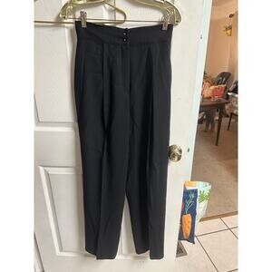 State Claude Montana Women Black High Rise Pleated Dress Pant Small 6 26x29 Wool